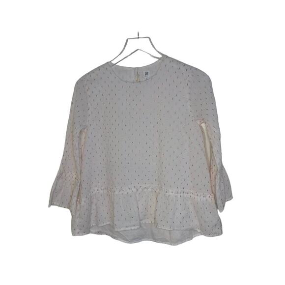 GAP Kids White & Rose Gold Ruffle Sleeve Peplum Blouse - Kids XXL (14/16) - Picture 1 of 6